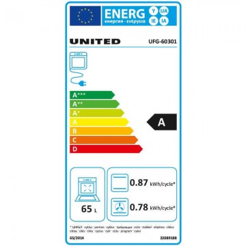 United UFG-60301 Κουζίνα 65lt με Εστίες Υγραερίου & Ρεύματος Π60εκ. Λευκή